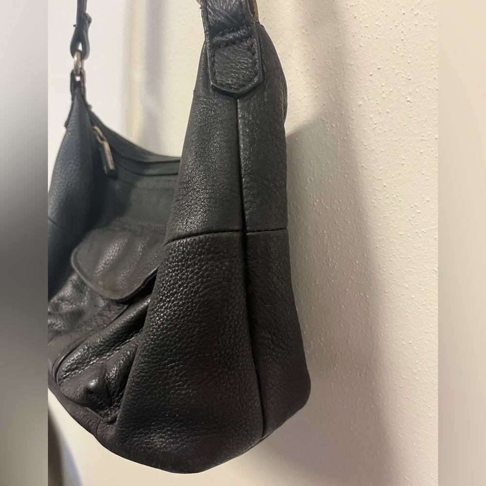 Vintage Fossil Black Leather Shoulder Bag - Picture 4 of 14